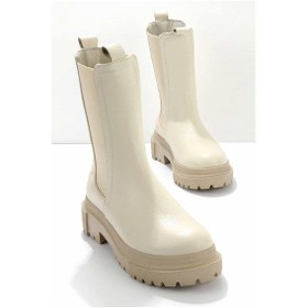 Resim Bej Hakiki Deri Kadın Bot & Bootie K02724300103 Bej 