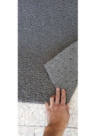 Resim Gri Kıvırcık Paspas Su Emici Kapı Önü Paspas Kaymaz Taban 14 Mm Kıvırcık Yolluk Gri 