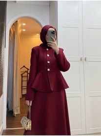 Resim Esre Store 4521 - Krep Kumaş Ikili Tesettür Takım Bordo 