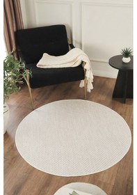 Resim Sisalux 3081 Krem Yeşil Yuvarlak Sisal Dokuma Jüt Kilim Hav Toz Vermez Mutfak Oturma Odası Halısı Krem - Bej 