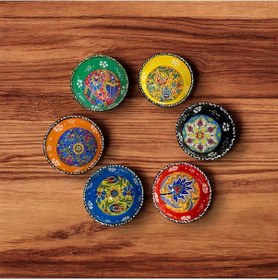 Resim Seramik Çerezlik Sosluk Kahvaltılık Sunumluk Kase El Yapımı Hand Made - Kabartma Çiçek Desenli Çok Renkli 