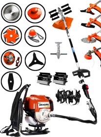 Resim Dragro DRG-2PR Bahçe Seti 4x4 2 Zamanlı Sırt Tipi Benzinli Motorlu Tırpan Ot Çim Çayır Biçme Kesme Makinesi 