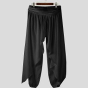 Resim Erkek Casual Polyester Hippi Pantolon - Tek Renk, Esnek Olmayan Kumaş, Bol Kesim, Lastik Bel, Daily Giyim için Katmanlı Bol Tasarım 