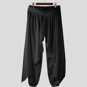 Resim Erkek Casual Polyester Hippi Pantolon - Tek Renk, Esnek Olmayan Kumaş, Bol Kesim, Lastik Bel, Daily Giyim için Katmanlı Bol Tasarım 