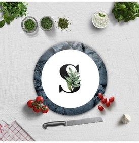 Resim Decorita Cam Kesme Tahtası - Cam Kesme Tablası - Harfli Tasarım S Çap 32 CM 