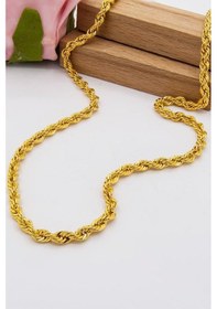 Resim 14 Ayar Altın Zincir 4 Mm Halat Zincir 80 Cm Uzunluk Kadın Kolye 