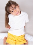 Resim %100 Organik Pamuk Unisex Çocuk Tshirt Beyaz 