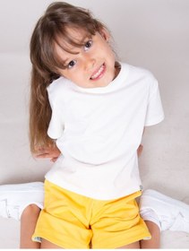 Resim %100 Organik Pamuk Unisex Çocuk Tshirt Beyaz 