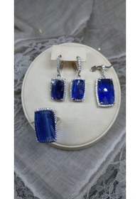 Resim Ay Taşı Ve Zirkon Kaplamalı Gümüş Set Beyaz 