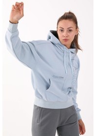 Resim Maraton Sportswear Comfort Kadın Kapşonlu Uzun Kol Basic Sislimavi Sweatshirt 21474-sislimavi 