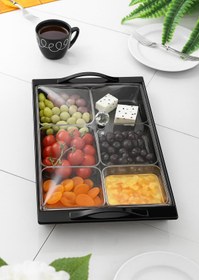 Resim Kaite Mat Siyah Akrilik Saray Kahvaltılık Seti 13 Parça 