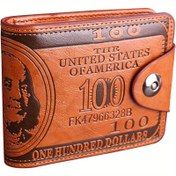 Resim 1 adet Lüks Erkek Cüzdanı $100 Dolarlık - Premium Suni Deri Bifold Kart Yuvaları, Fotoğraf Tutucu & RFID Engelleme ile - Günlük Kullanım için Şık Kahverengi & Siyah Tasarım 