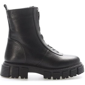 Resim Hakiki Deri Kürklü Kadın Klasik Bot 710kza6006 Siyah Floter 