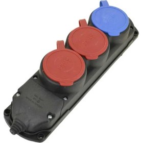 Resim Ayka 2 Trifaze (3X25) 1 Monofaze (1X16) Kauçuk 3'lü Grup Priz 