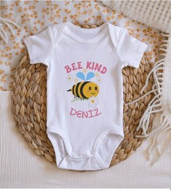 Resim Bitmeyenkartus Bk Kids Isimli Bee Kind Tasarımlı Bebek Body Zıbın - Model 1 Beyaz 