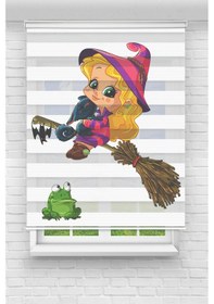 Resim Perdecizade Enxboy Süpürgeli Kız Dijital Baskılı Zebra Perde-cocuk Odası-stor Perde Renkli 