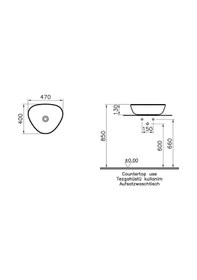 Resim Vitra 7812B420-0016 Plural Üçgen Alçak Çanak Lavabo Mat Bej 