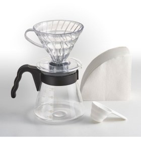 Resim markentegra Şeffaf Kahve Demleme Seti - V60, Akrilonitril Stirenden Üretilmiş 