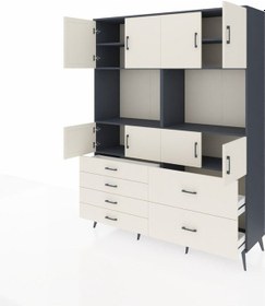 Resim Hyperion Gardrop 8 Raflı 6 Çekmeceli 8 Kapaklı 176x44x221 Antrasit-aytaşı Aytaşı 