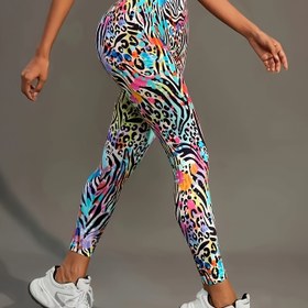 Resim Kadınlar için Leopar Desenli Esnek Pantolonlar - Bahar Yaz Sonbahar için Canlı Hayvan Desenli Rahat Tayt, Rahat ve Nefes Alabilen, Egzersiz ve Rahat Giyim için Mükemmel, Tayt | Leopar Desenli Tayt | Pürüzsüz Dokulu Pantolonlar 