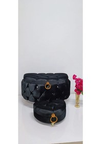 Resim D Model 2 Li Çeyiz Nişan Söz Düğün Sandık Kapitone Siyah 