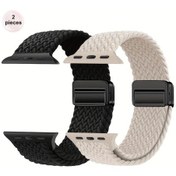 Resim Sunshine022 2li Manyetik Kilitli Örgü Nylon İwatch Kayışı 38mm 40mm 41mm 42mm Karışık Renk 