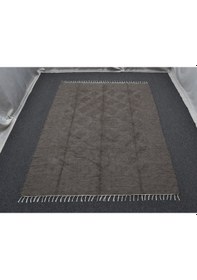 Resim Zehra Abla Halı Yeni El Dokuma Tek Renk Gri Dikişsiz Çift Kişilik Tiftik Yün Siirt Battaniyesi Kilim 5799 
