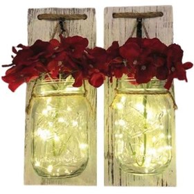 Resim Magicledcorner Kırmızı Ortanca Çiçekli Aplik 2 Adet 