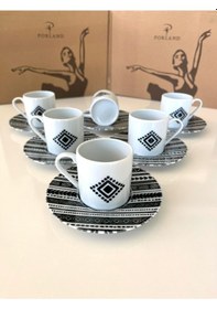 Resim Porland Elenco Vintage 6 Kişilik Kahve Takımı 