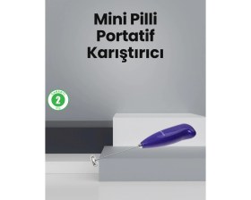 Resim Pileli Store Pilelistore Mutfak Için Mini El Mikseri - Kahve, Süt, Krema ve Sos Karıştırıcı 