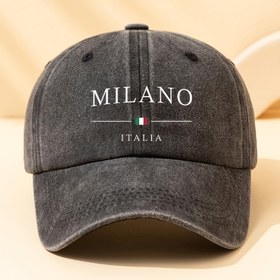 Resim İtalyan bayrağı MILANO şık baskılı beyzbol şapkası, çok amaçlı açık hava casual ördek gagalı şapka 