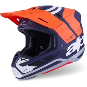 Resim Alpinestars S-M7 Core Off-Road Kaskı Mavi Beyaz Oranj 