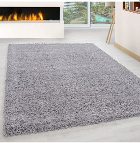 Resim Soft Shaggy Halı Yüksek Tüylü Düz Açık Gri Rengi Çocuk Odası Oturma Odası Salon Mutfak Halı 