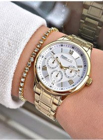 Resim Ferrucci Altın Renk Çelik Kordon Kadın Kol Saati + Bileklik Hediyeli Nda516 