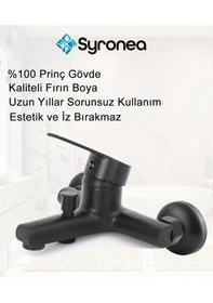 Resim Defne Mat Siyah Delta Banyo Duş Bataryası Kollu Aç Kapa Musluk Siyah 