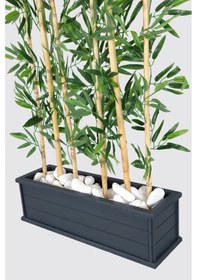 Resim Yapay Çiçek Deposu Islak Yapraklı 7 Çubuklu Gri Saksıda Bambu Seperatör Asorti 20x70x120-155cm 