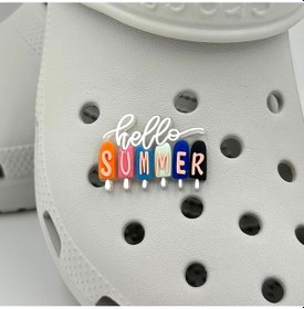 Resim Crocs Terlik Süsü Ve Aksesuarı , Çanta Süsü Jibbitz 3d Hello Summer 06 Logo Aksesuar Turuncu-pembe-beyaz-mint-siyah-laci-pudra 