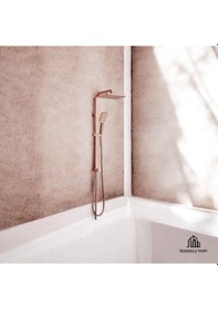 Resim İsaoğlu Yapı Bronz Duş Seti Bakır Banyo Bataryası Dahil Kare Premium Yağmurlama Başlık Bakır 