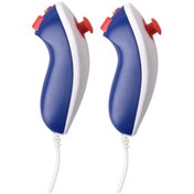 Resim Beyaz Mavi-2 Adet-sol Sağ El Nunchuck Wii İçin El Kavisli Oyun Kolu Denetleyicisi İçin Nintendo Wii Oyun Denetleyicisi Nunchuck Wii Gamepad İçin 