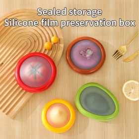 Resim 4'lü Silikon Sebze Saklama Seti, Avokado, Soğan, Domates ve Limon için Yeniden Kullanılabilir Saklama Kabı - Bulaşık Makinesinde Yıkanabilir 