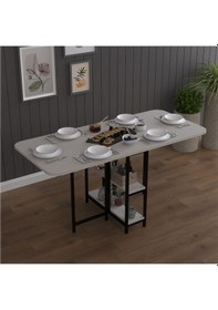 Resim Metal Ayaklı Katlanır Mutfak Masası Km-31 Kül Gri Gri 