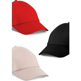 Resim Unisex 3'lü Set Kırmızı,taş Ve Siyah Renk Beyzbol Şapka - Unisex Kırmızı - Taş Rengi 