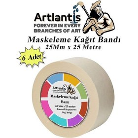 Resim Maskeleme Bandı Kağıt Bant 25 Mm 25 Metre 6 Adet Boya Bantı Maskeleme Kağıt Bant Duvar Yağlı Boya Badana 