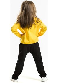 Resim Denokids Bee Happy Kız Kadife Eşofman Takımı - Sarı - Siyah 