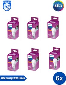 Resim Philips Mycare LED Lamba 13W - 100W 2700K Sarı Işık 1521 Lümen Yüksek Işık ( 6 ADET ) 