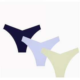 Resim Nbb Kadın 3'lü Lazer V Shape Brazillian Külot - Açık Haki - Mavi - Lacivert Çok Renkli 