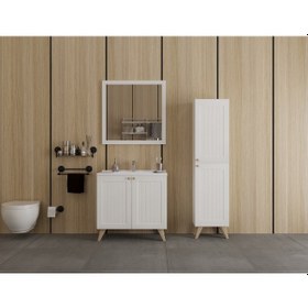 Resim Duru Banyo Dolabı Beyaz 