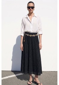 Resim Sateen Dokulu Kloş Etek - Siyah-137412 