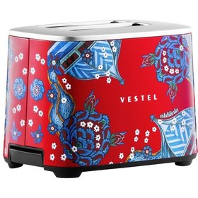 Resim Vestel X Aslı Filinta Retro Kırmızı Çini Ekmek Kızartma Makinesi 