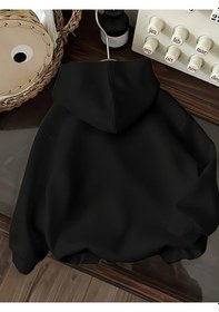 Resim Uyguntarz Tembel Animal Baskılı Oversize Çocuk Sweatshirt Siyah 